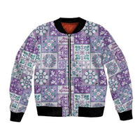 Mele Kalikimaka Hawaii Christmas Bomber Jacket Poni Seamless Floral Motif - Polynesian Pride
