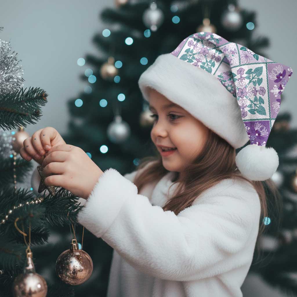 Mele Kalikimaka Hawaii Christmas Santa Hat Poni Seamless Floral Motif - Polynesian Pride