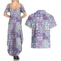 Mele Kalikimaka Hawaii Christmas Couples Matching Summer Maxi Dress and Hawaiian Shirt Poni Seamless Floral Motif LT9 - Polynesian Pride