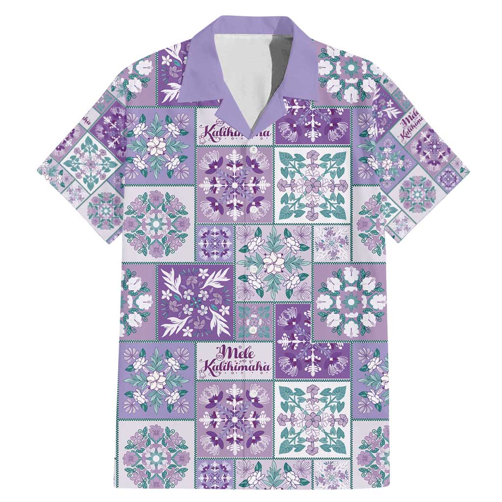 Mele Kalikimaka Hawaii Christmas Family Matching Mermaid Dress and Hawaiian Shirt Poni Seamless Floral Motif LT9 Dad's Shirt - Short Sleeve Purple - Polynesian Pride