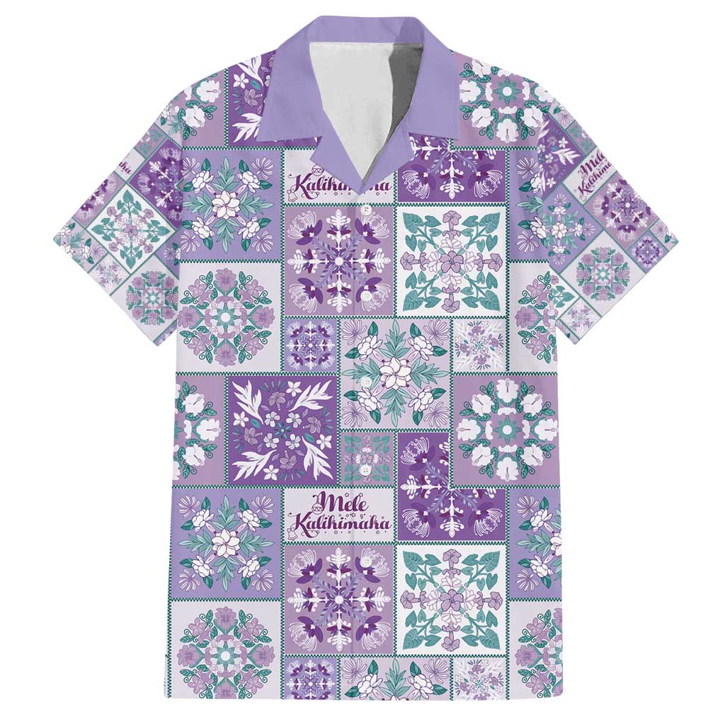 Mele Kalikimaka Hawaii Christmas Family Matching Puletasi and Hawaiian Shirt Poni Seamless Floral Motif LT9 Dad's Shirt - Short Sleeve Purple - Polynesian Pride