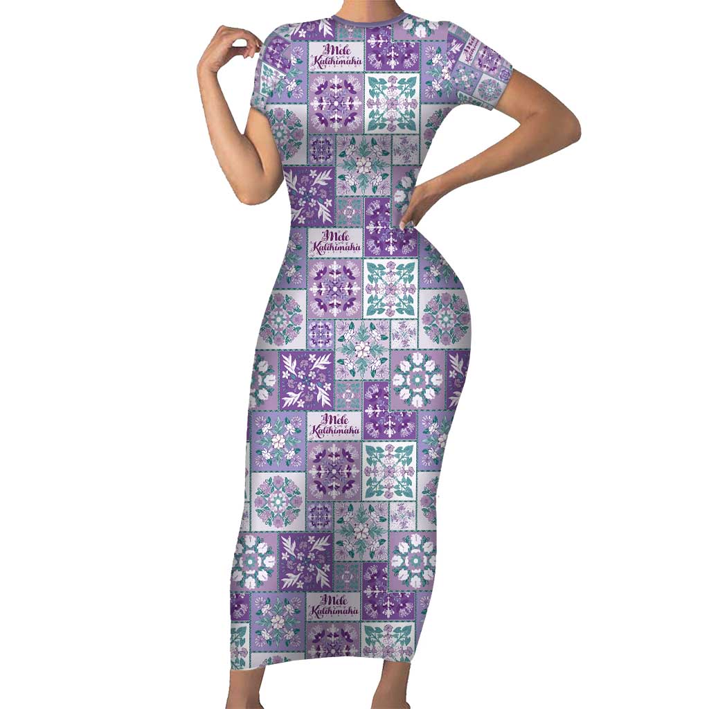 Mele Kalikimaka Hawaii Christmas Family Matching Short Sleeve Bodycon Dress and Hawaiian Shirt Poni Seamless Floral Motif LT9 Mom's Dress Purple - Polynesian Pride