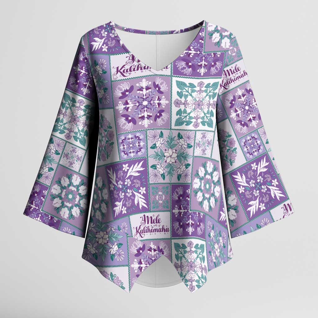 Mele Kalikimaka Hawaii Christmas Kimono Sleeve Blouse Poni Seamless Floral Motif - Polynesian Pride