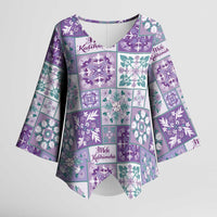 Mele Kalikimaka Hawaii Christmas Kimono Sleeve Blouse Poni Seamless Floral Motif - Polynesian Pride