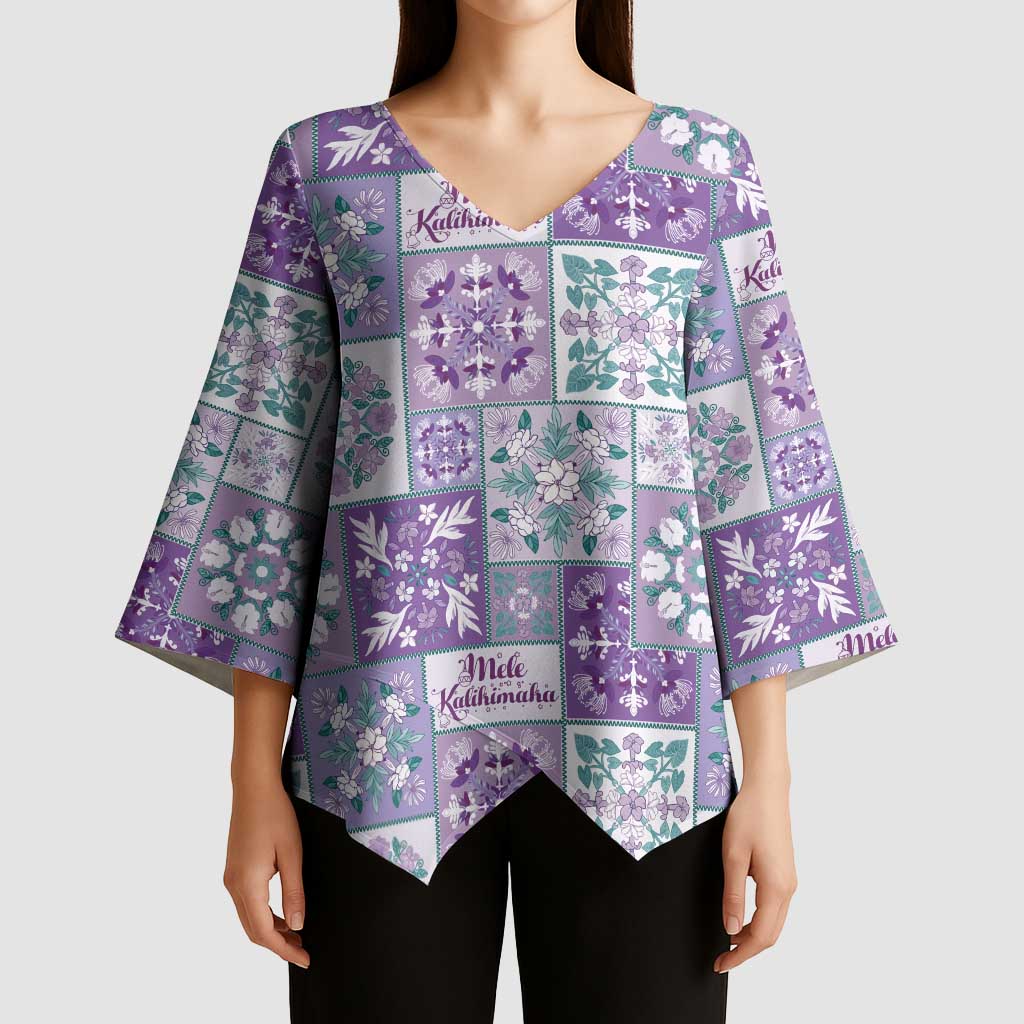 Mele Kalikimaka Hawaii Christmas Kimono Sleeve Blouse Poni Seamless Floral Motif - Polynesian Pride