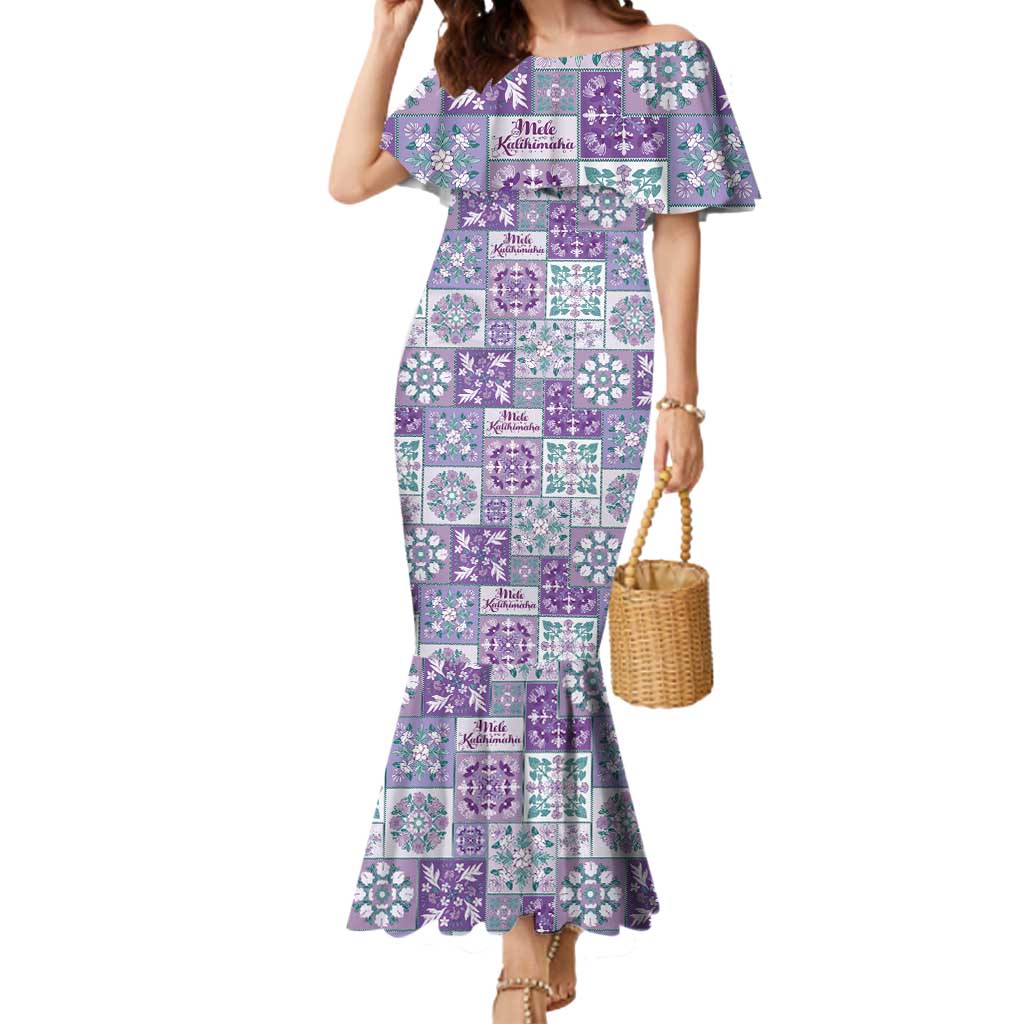Mele Kalikimaka Hawaii Christmas Mermaid Dress Poni Seamless Floral Motif - Polynesian Pride