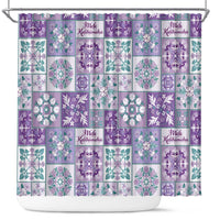 Mele Kalikimaka Hawaii Christmas Shower Curtain Poni Seamless Floral Motif - Polynesian Pride