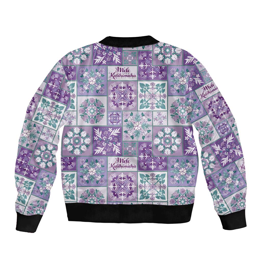 Mele Kalikimaka Hawaii Christmas Sleeve Zip Bomber Jacket Poni Seamless Floral Motif - Polynesian Pride