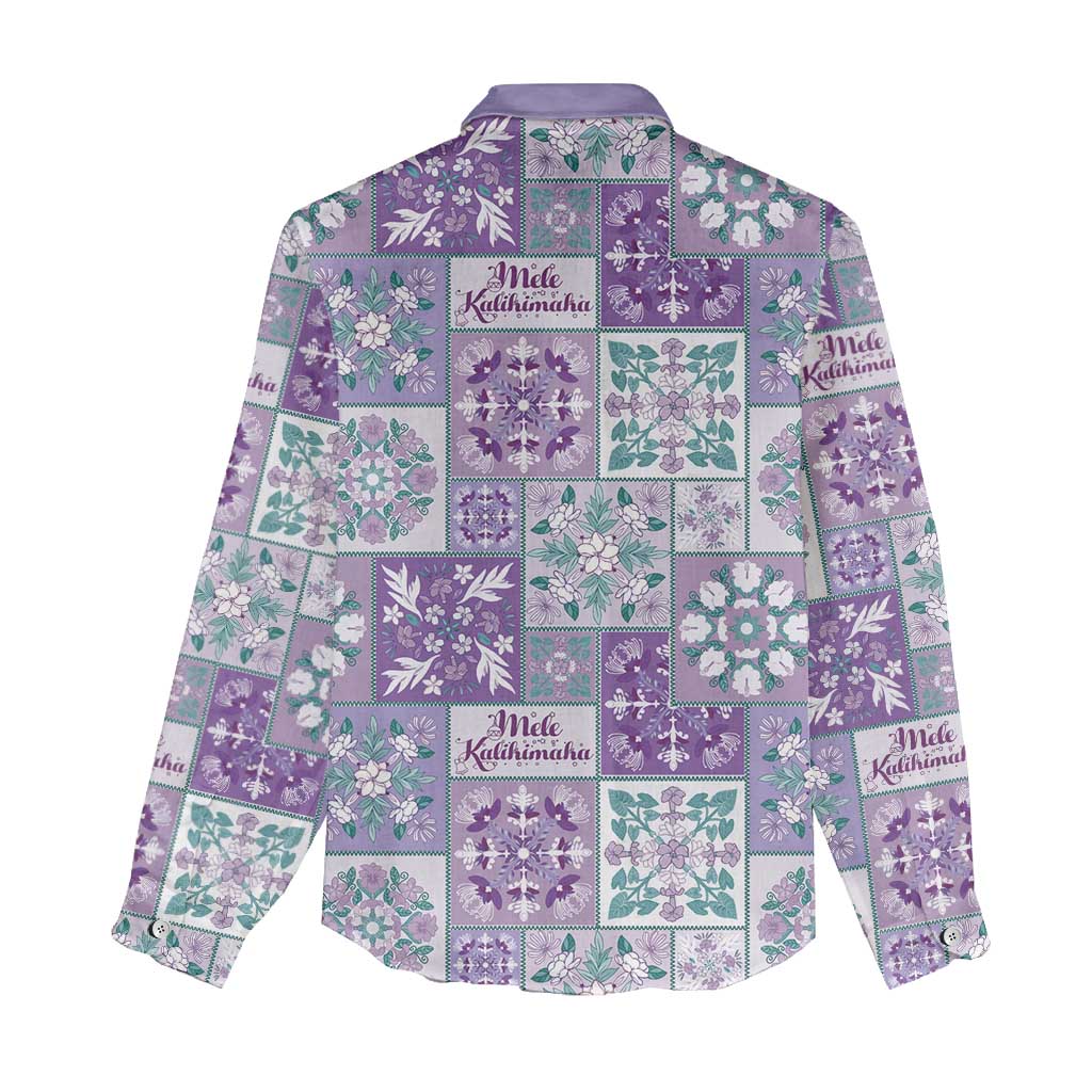 Mele Kalikimaka Hawaii Christmas Women Casual Shirt Poni Seamless Floral Motif - Polynesian Pride