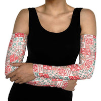 Mele Kalikimaka Hawaii Christmas Arm Sleeves Ulaula Seamless Floral Motif - Polynesian Pride