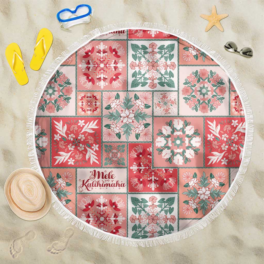 Mele Kalikimaka Hawaii Christmas Beach Blanket Ulaula Seamless Floral Motif - Polynesian Pride