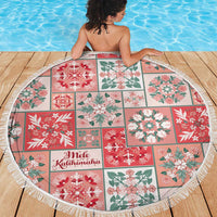 Mele Kalikimaka Hawaii Christmas Beach Blanket Ulaula Seamless Floral Motif - Polynesian Pride
