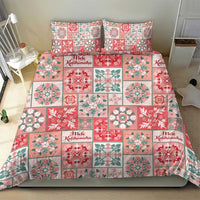 Mele Kalikimaka Hawaii Christmas Bedding Set Ulaula Seamless Floral Motif - Polynesian Pride