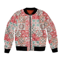 Mele Kalikimaka Hawaii Christmas Bomber Jacket Ulaula Seamless Floral Motif - Polynesian Pride