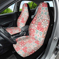 Mele Kalikimaka Hawaii Christmas Car Seat Cover Ulaula Seamless Floral Motif - Polynesian Pride