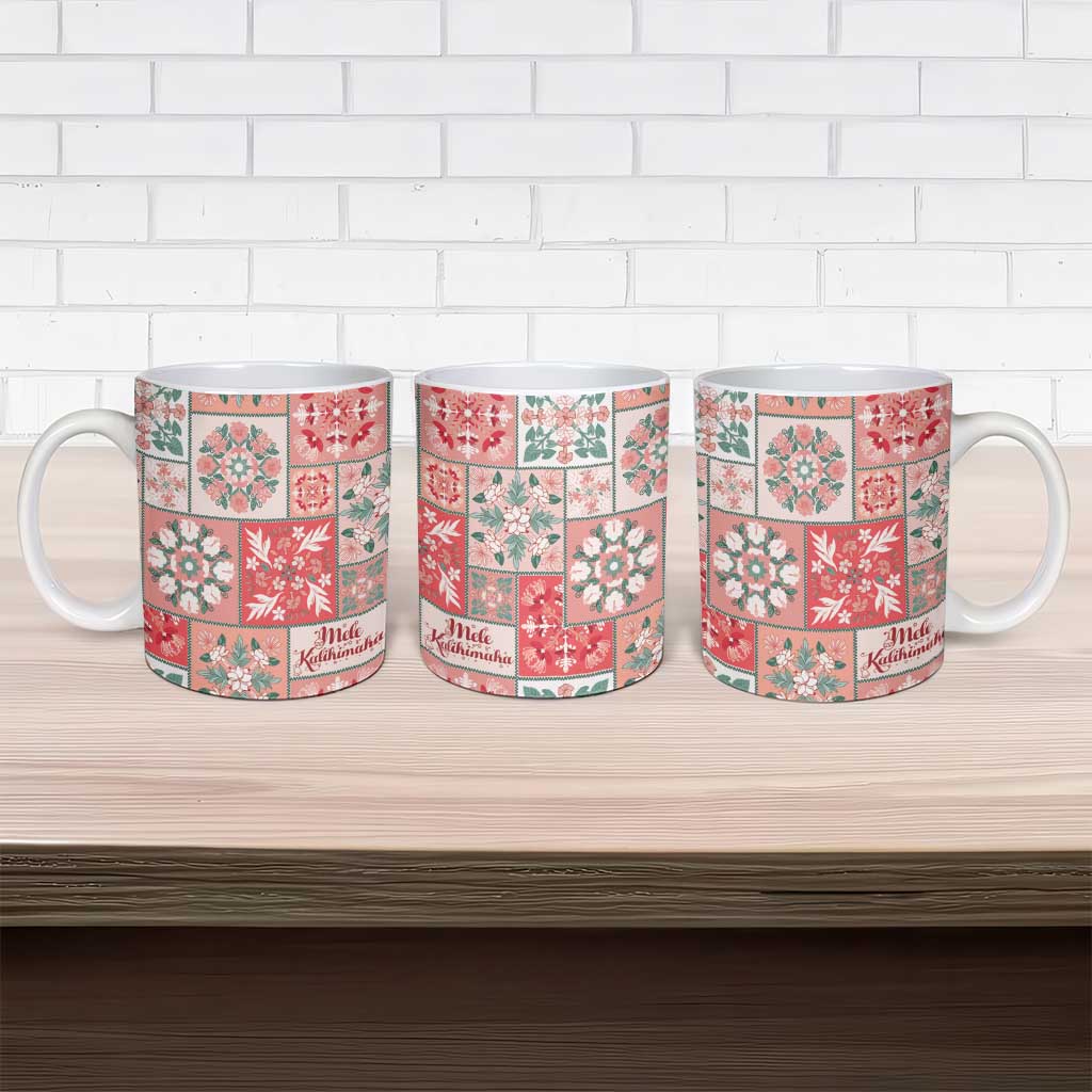Mele Kalikimaka Hawaii Christmas Ceramic Mug Ulaula Seamless Floral Motif - Polynesian Pride