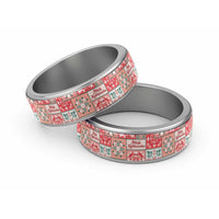 Mele Kalikimaka Hawaii Christmas Classic Ring Ulaula Seamless Floral Motif LT9 Sliver Red - Polynesian Pride