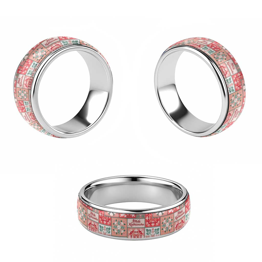Mele Kalikimaka Hawaii Christmas Classic Ring Ulaula Seamless Floral Motif LT9 - Polynesian Pride