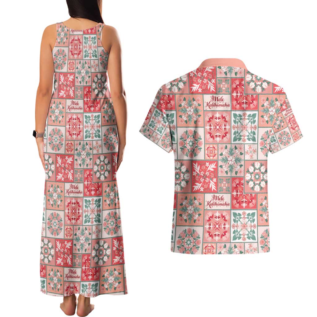 Mele Kalikimaka Hawaii Christmas Couples Matching Tank Maxi Dress and Hawaiian Shirt Ulaula Seamless Floral Motif LT9 - Polynesian Pride
