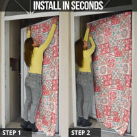 Mele Kalikimaka Hawaii Christmas Door Cover Ulaula Seamless Floral Motif - Polynesian Pride