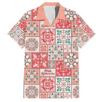 Mele Kalikimaka Hawaii Christmas Family Matching Long Sleeve Bodycon Dress and Hawaiian Shirt Ulaula Seamless Floral Motif LT9 Dad's Shirt - Short Sleeve Red - Polynesian Pride