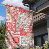 Mele Kalikimaka Hawaii Christmas Garden Flag Ulaula Seamless Floral Motif - Polynesian Pride