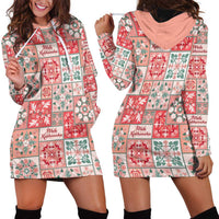 Mele Kalikimaka Hawaii Christmas Hoodie Dress Ulaula Seamless Floral Motif - Polynesian Pride