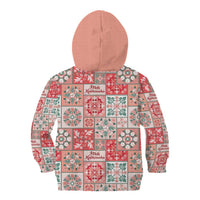 Mele Kalikimaka Hawaii Christmas Kid Hoodie Ulaula Seamless Floral Motif - Polynesian Pride