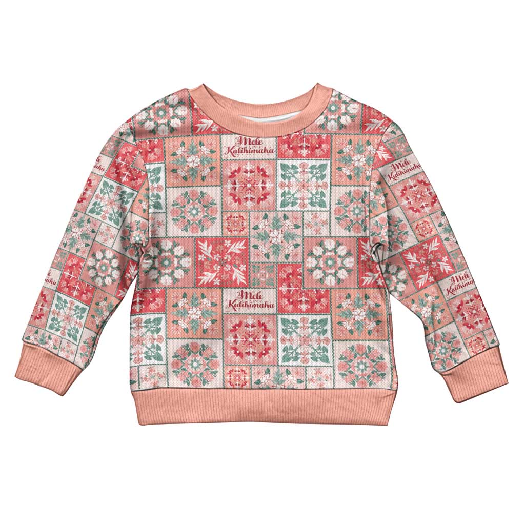Mele Kalikimaka Hawaii Christmas Kid Ugly Christmas Sweater Ulaula Seamless Floral Motif - Polynesian Pride