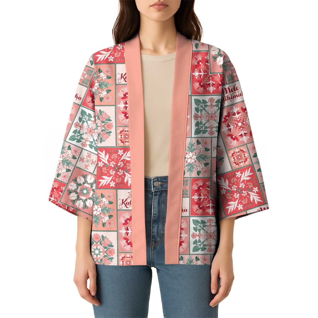 Mele Kalikimaka Hawaii Christmas Kimono Ulaula Seamless Floral Motif - Polynesian Pride