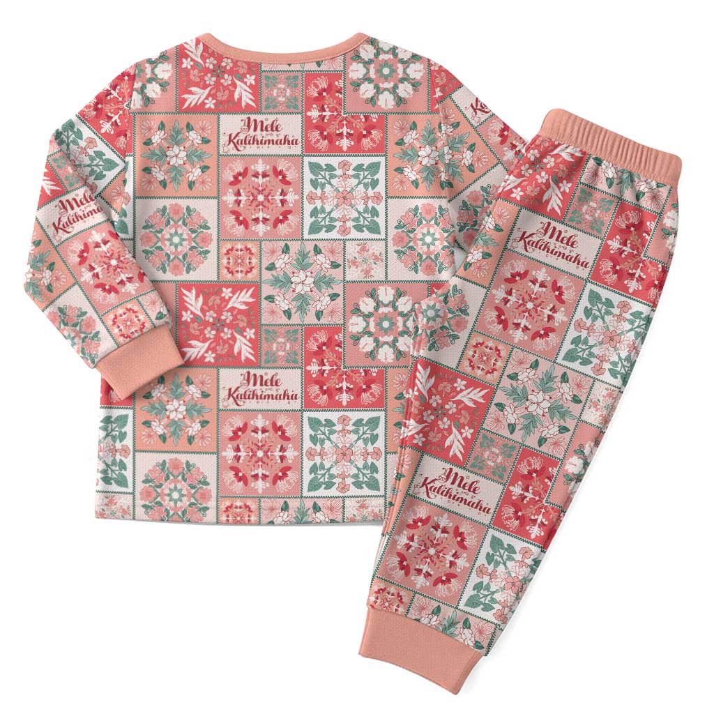 Mele Kalikimaka Hawaii Christmas Pajama Set Ulaula Seamless Floral Motif - Polynesian Pride