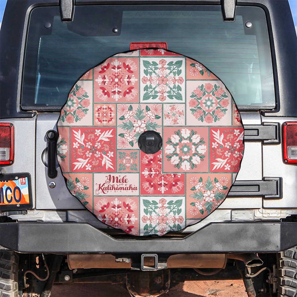 Mele Kalikimaka Hawaii Christmas Spare Tire Cover Ulaula Seamless Floral Motif - Polynesian Pride