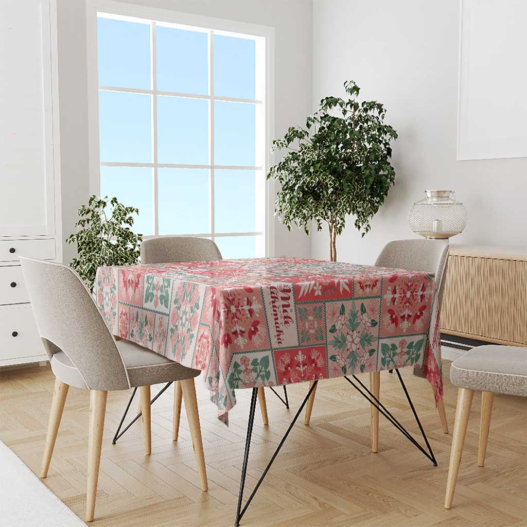 Mele Kalikimaka Hawaii Christmas Tablecloth Ulaula Seamless Floral Motif - Polynesian Pride