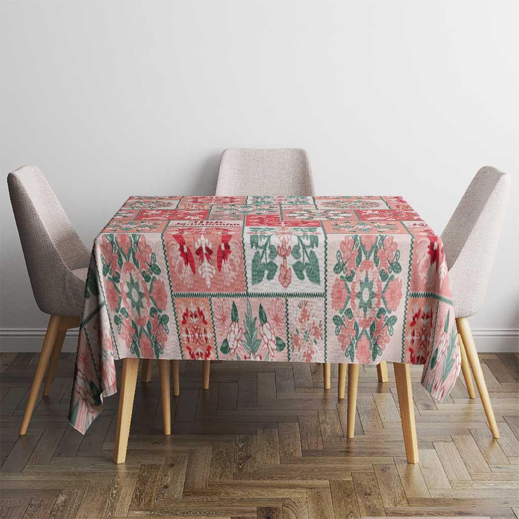 Mele Kalikimaka Hawaii Christmas Tablecloth Ulaula Seamless Floral Motif - Polynesian Pride
