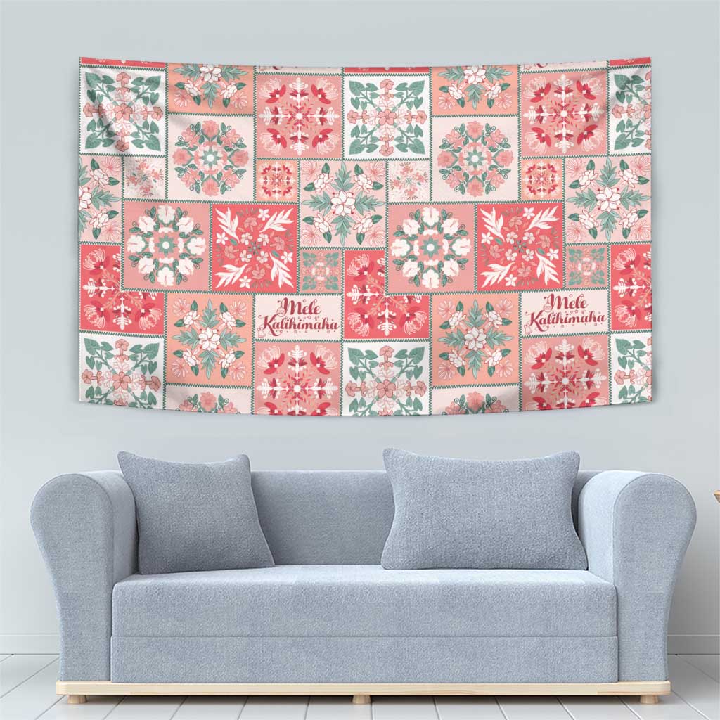 Mele Kalikimaka Hawaii Christmas Tapestry Ulaula Seamless Floral Motif - Polynesian Pride