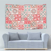 Mele Kalikimaka Hawaii Christmas Tapestry Ulaula Seamless Floral Motif - Polynesian Pride