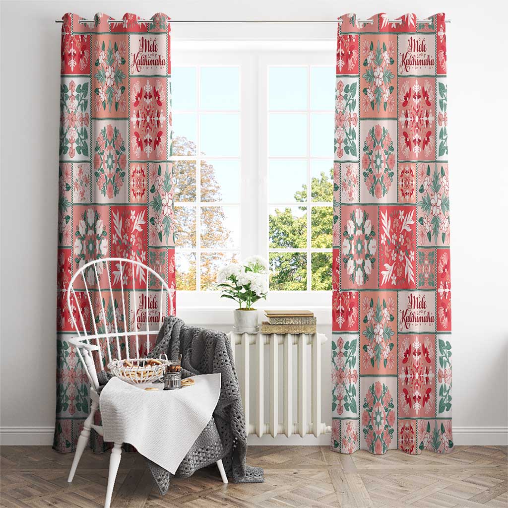 Mele Kalikimaka Hawaii Christmas Window Curtain Ulaula Seamless Floral Motif - Polynesian Pride