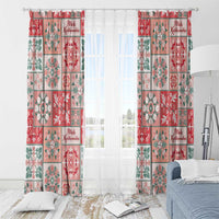 Mele Kalikimaka Hawaii Christmas Window Curtain Ulaula Seamless Floral Motif - Polynesian Pride