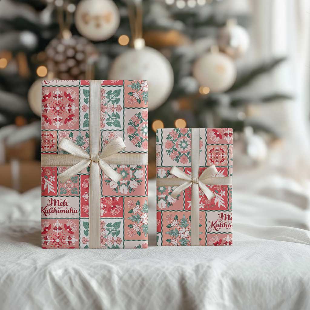Mele Kalikimaka Hawaii Christmas Wrapping Paper Ulaula Seamless Floral Motif - Polynesian Pride
