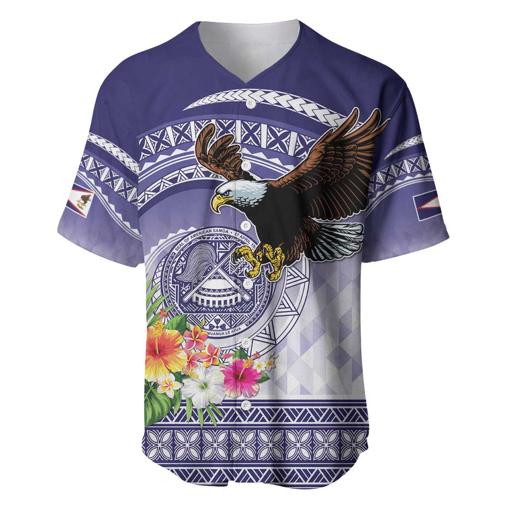 American Samoa Bald Eagle Baseball Jersey Polynesian Tropical Flowers