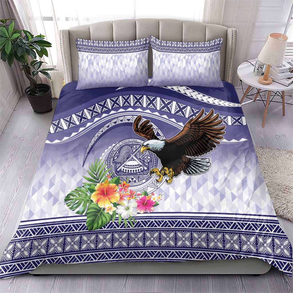 American Samoa Bald Eagle Bedding Set Polynesian Tropical Flowers