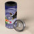 American Samoa Bald Eagle 4 in 1 Can Cooler Tumbler Polynesian Tropical Flowers