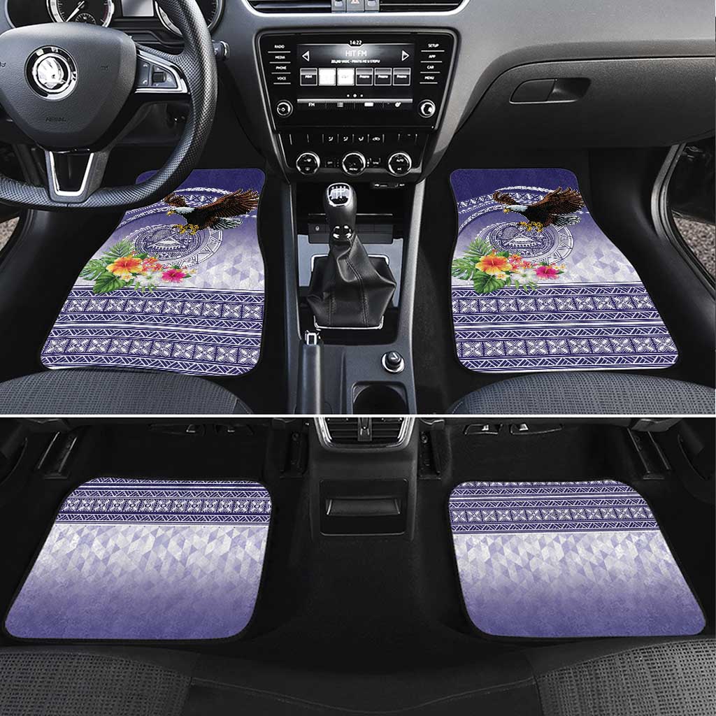 American Samoa Bald Eagle Car Mats Polynesian Tropical Flowers