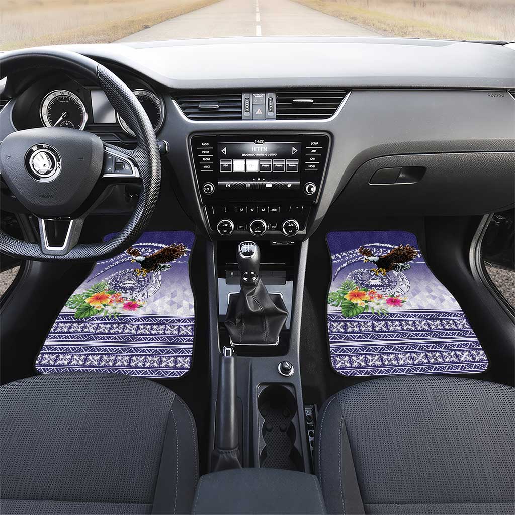 American Samoa Bald Eagle Car Mats Polynesian Tropical Flowers