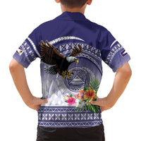 American Samoa Bald Eagle Family Matching Puletasi and Hawaiian Shirt Polynesian Tropical Flowers
