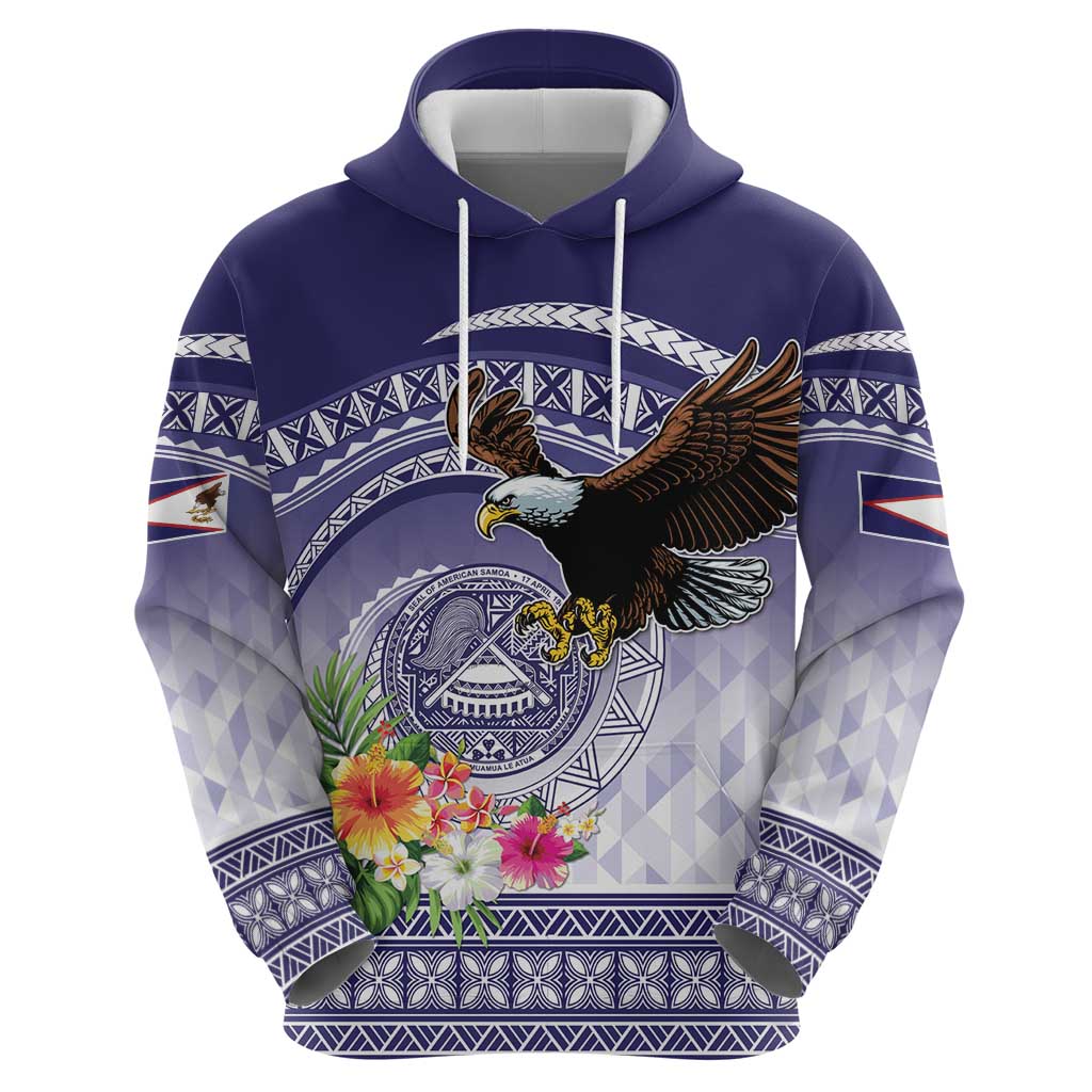 American Samoa Bald Eagle Hoodie Polynesian Tropical Flowers