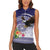 American Samoa Bald Eagle Women Sleeveless Polo Shirt Polynesian Tropical Flowers