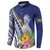 New Caledonia Kagu Bird Button Sweatshirt Polynesian Tropical Flowers