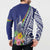 New Caledonia Kagu Bird Button Sweatshirt Polynesian Tropical Flowers