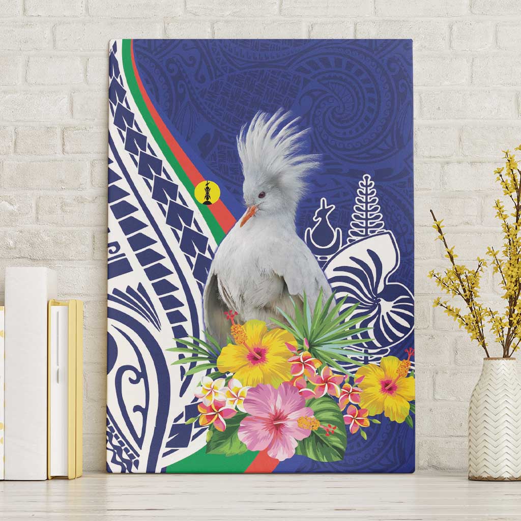 New Caledonia Kagu Bird Canvas Wall Art Polynesian Tropical Flowers